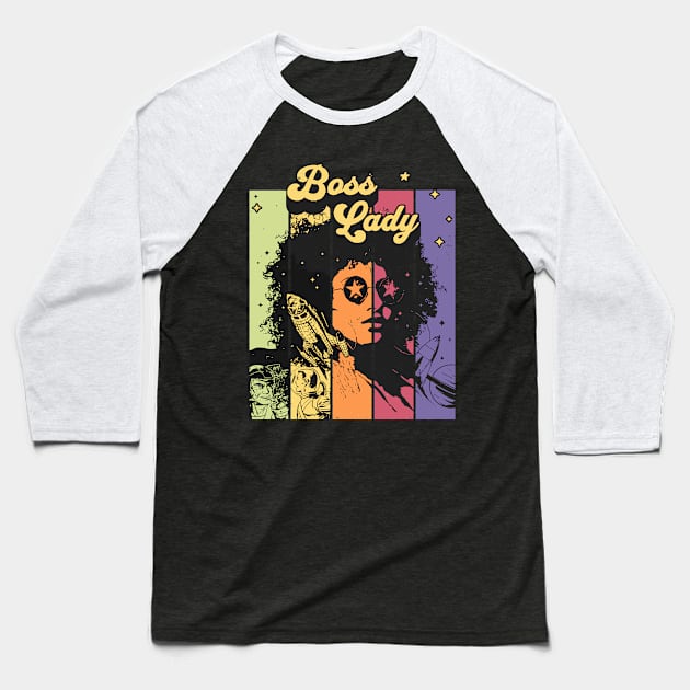 Boss Lady Vinatge Retro Themed Gift Baseball T-Shirt by GrafiqueDynasty